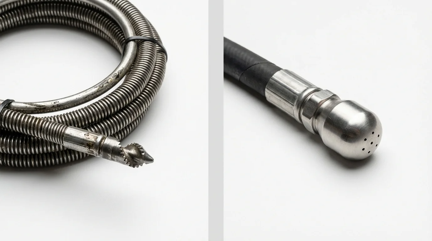 Drain snake cable and hydro jetting nozzle used for drain cleaning in Gurabo, PR
