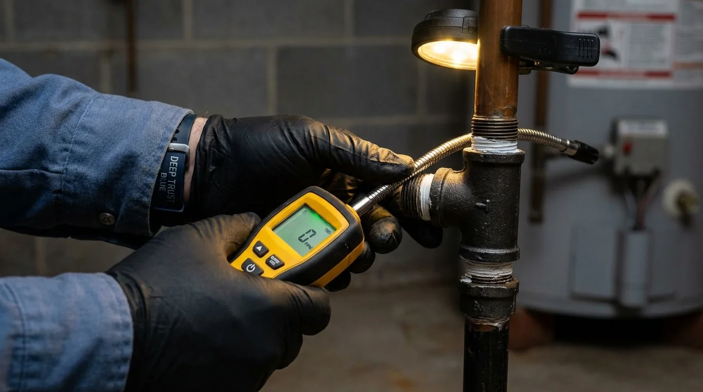 Gas leak detection with electronic sniffer by Johns Plumbing LLC in Gurabo